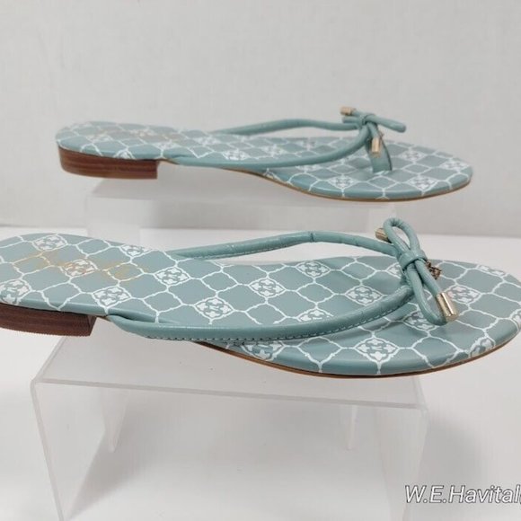 Nanette™by Nanette Lepore® Aqua Signature Melanie Leather Thong Sandals Size 8.5 - Picture 3 of 16